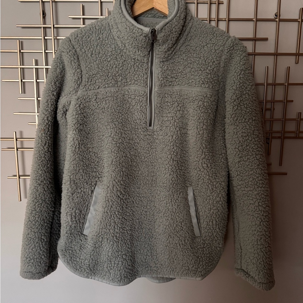 Abercrombie & Fitch Soft Light Green Sherpa Fleece Pullover